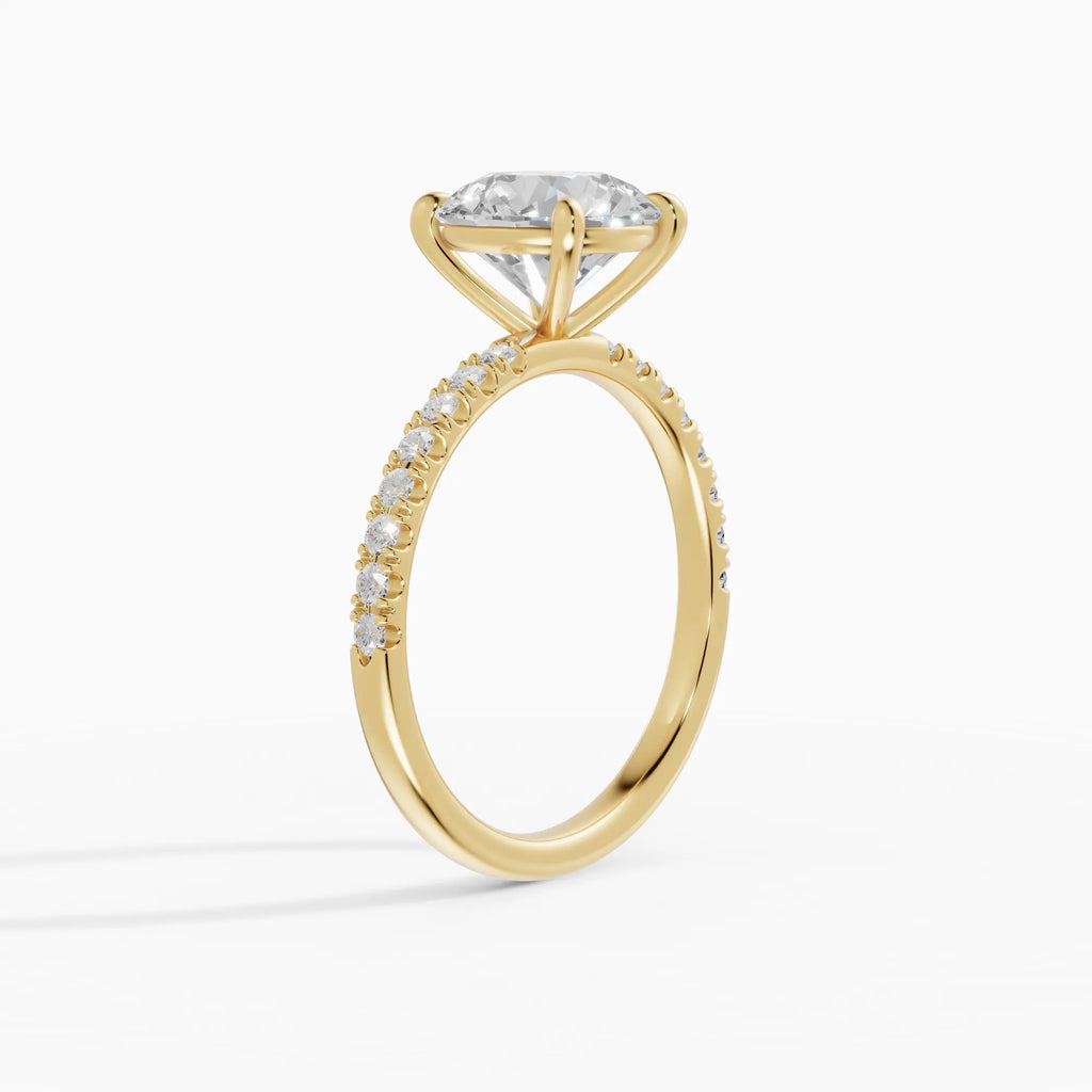 AURORA | Anillo solitario corte brillante medio pavé