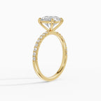 AURORA round brilliant half-pavé solitaire engagement ring in white gold - side view