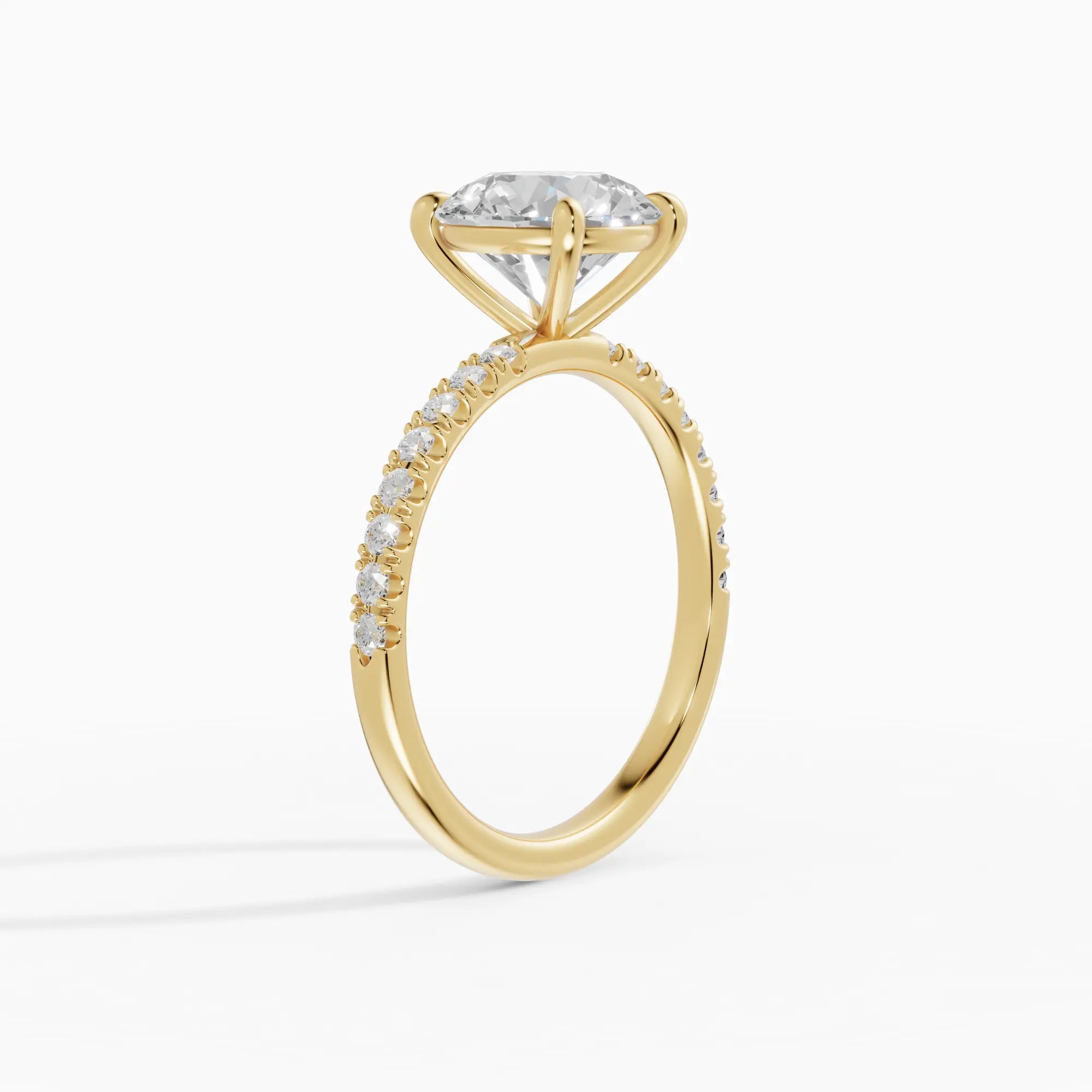 AURORA | Anillo solitario corte brillante medio pavé