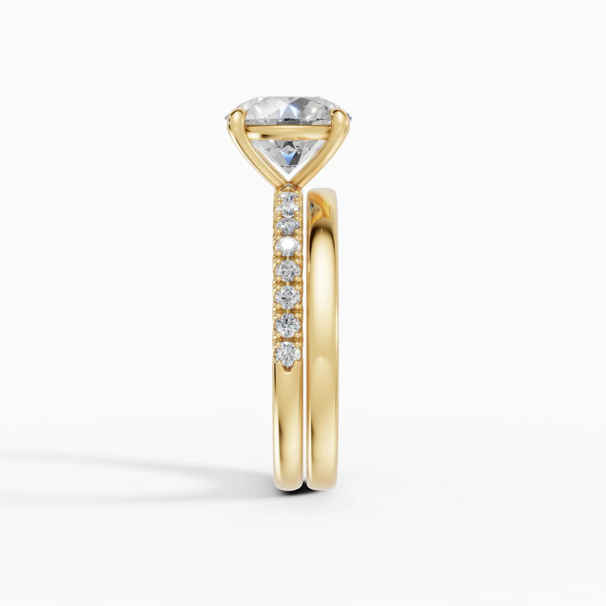 AURORA | Anillo solitario corte brillante medio pavé