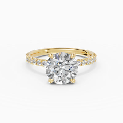 AURORA | Anillo solitario corte brillante medio pavé