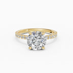 AURORA round brilliant half-pavé solitaire engagement ring in 18k yellow gold