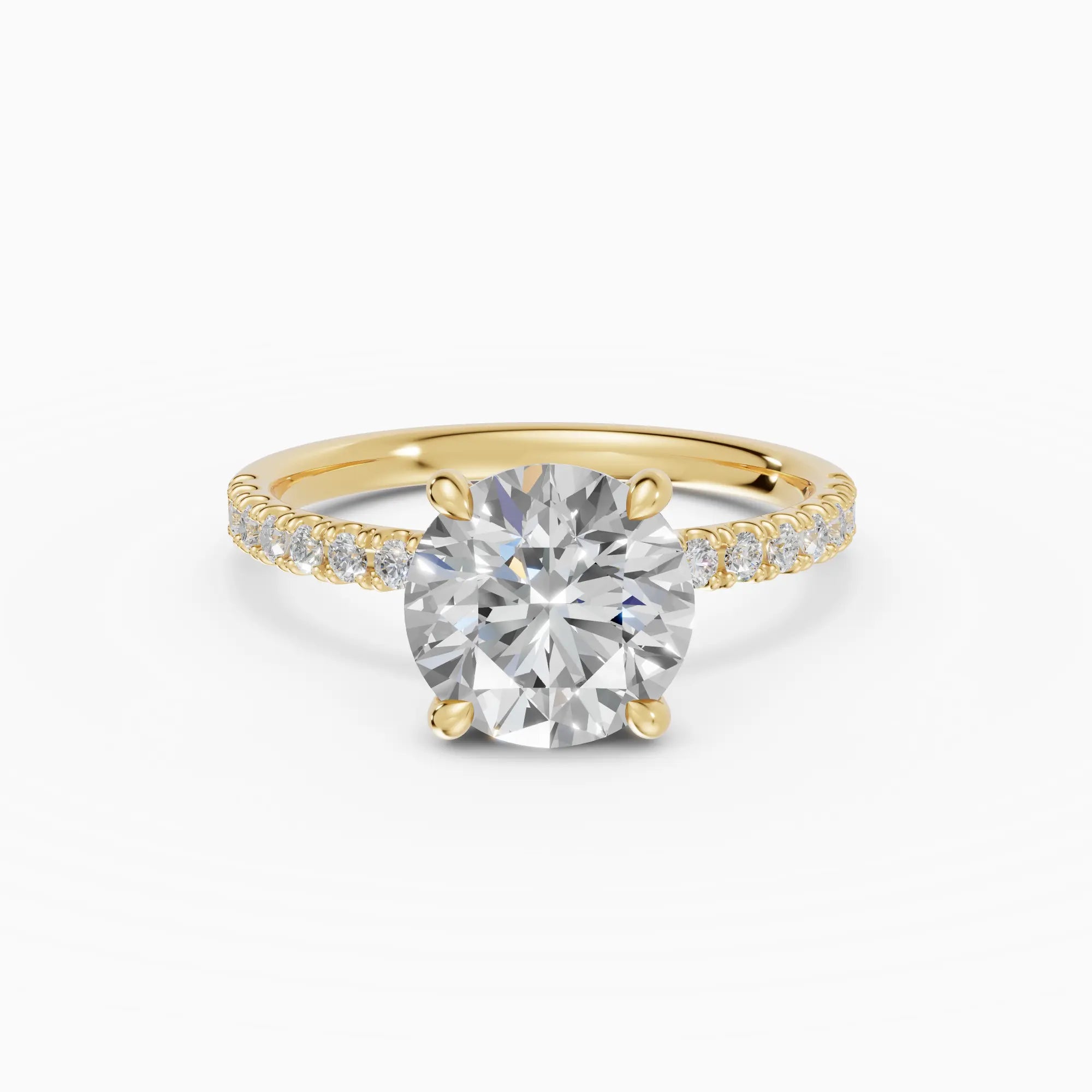 AURORA | Anillo solitario corte brillante medio pavé