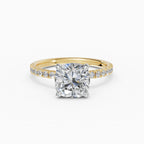 AURORA cushion half-pavé solitaire engagement ring