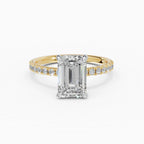AURORA emerald cut half-pavé solitaire engagement ring