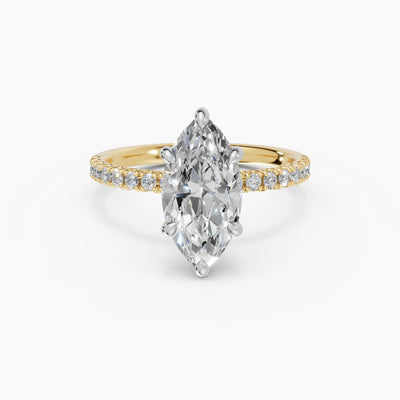 Anillo de compromiso AURORA marquesa solitario corte medio pavé