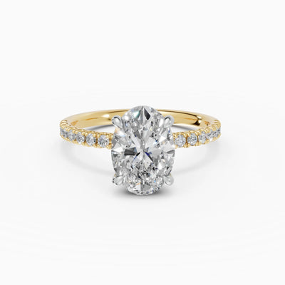 AURORA | Anillo solitario corte oval medio pavé