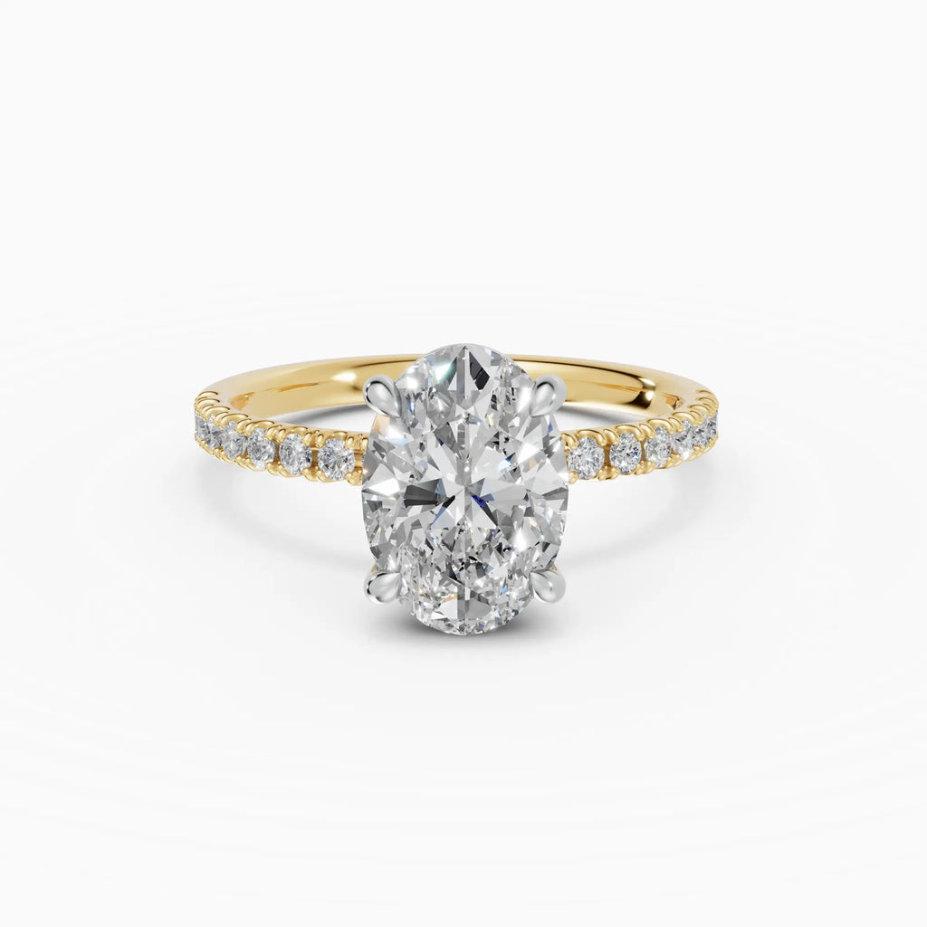 AURORA | Anillo solitario corte oval medio pavé