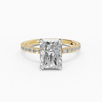 AURORA | Anillo solitario corte radiante medio pavé