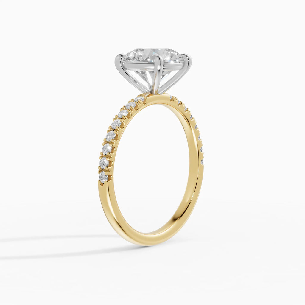 AURORA | Anillo solitario corte brillante medio pavé