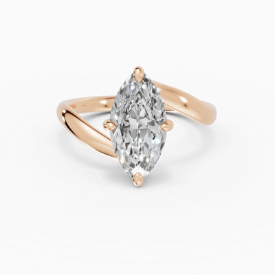 Anillo de compromiso AXIS marquesa con engaste compás bypass - detalle banda