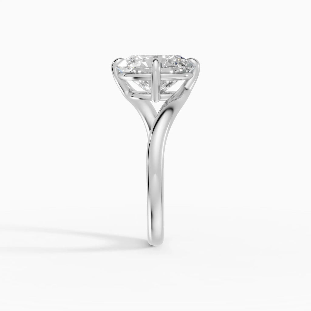 Anillo de compromiso AXIS oval con engaste compás bypass - primer plano