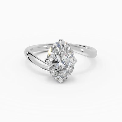 Anillo de compromiso AXIS oval con engaste compás bypass - detalle banda