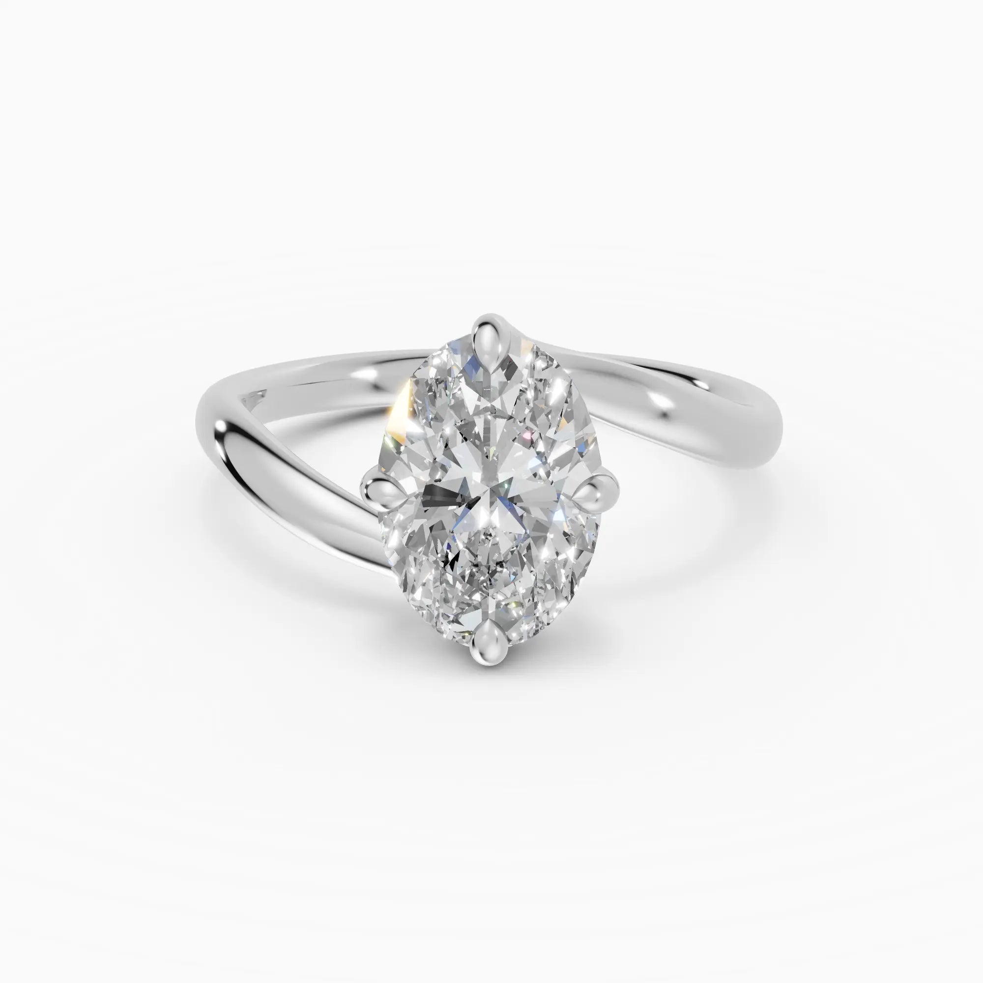 Bague de fiançailles AXIS ovale avec monture boussole bypass - détail du jonc