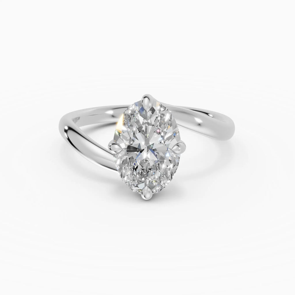 Anillo de compromiso AXIS oval con engaste compás bypass - detalle banda