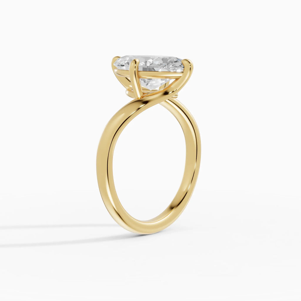 Anillo de compromiso AXIS marquesa con engaste compás bypass en oro blanco - vista lateral
