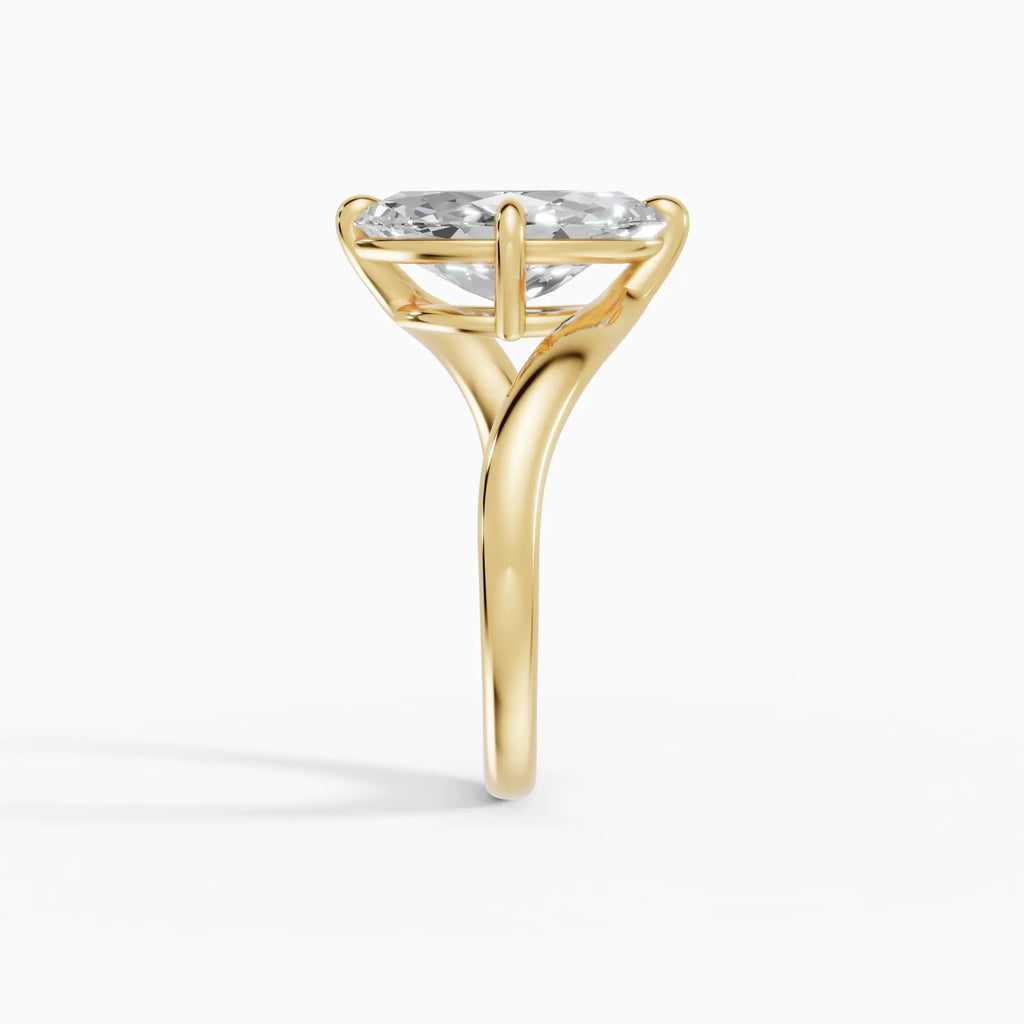 Anillo de compromiso AXIS marquesa con engaste compás bypass en oro rosa 18k - vista superior