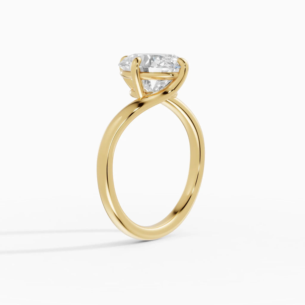 Anillo de compromiso AXIS oval con engaste compás bypass en oro blanco - vista lateral