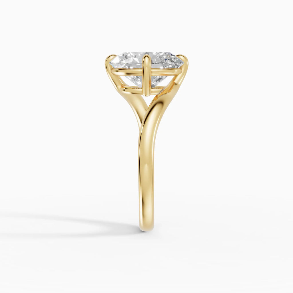 Anillo de compromiso AXIS oval con engaste compás bypass en oro rosa 18k - vista superior