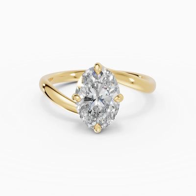 Anillo de compromiso AXIS oval con engaste compás bypass en oro amarillo 18k