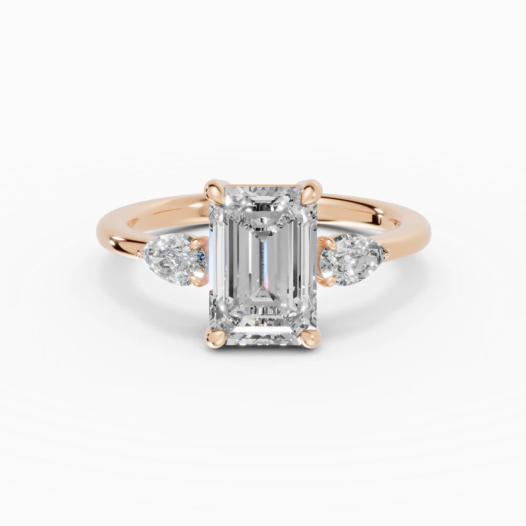 Anillo de compromiso ELARA esmeralda trilogía - primer plano