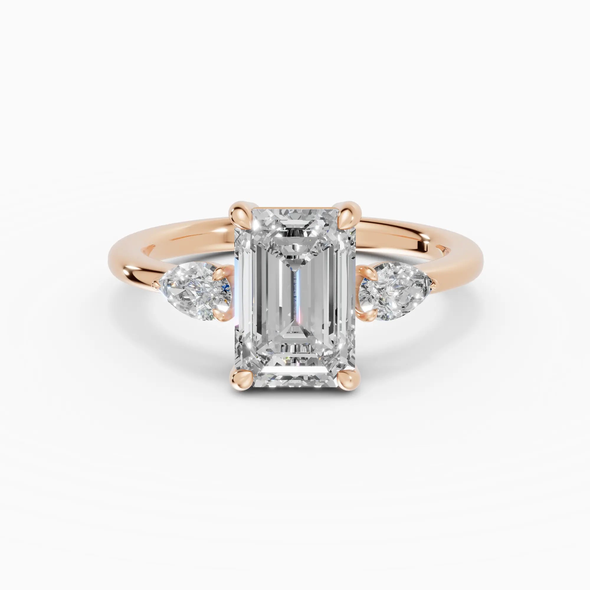 Anillo de compromiso ELARA esmeralda trilogía - primer plano