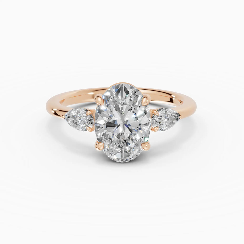 Anillo de compromiso ELARA oval trilogía - primer plano
