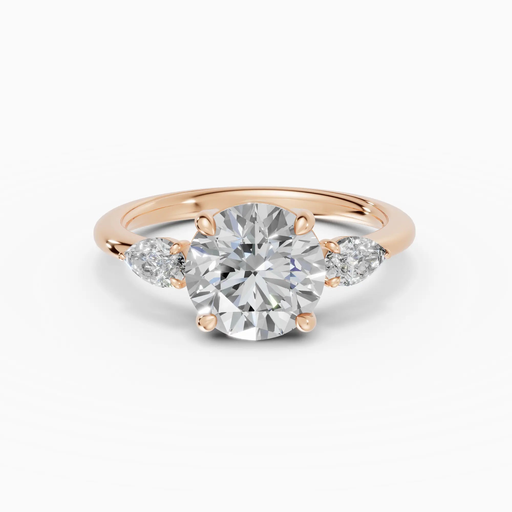Anillo de compromiso ELARA brillante trilogía - primer plano