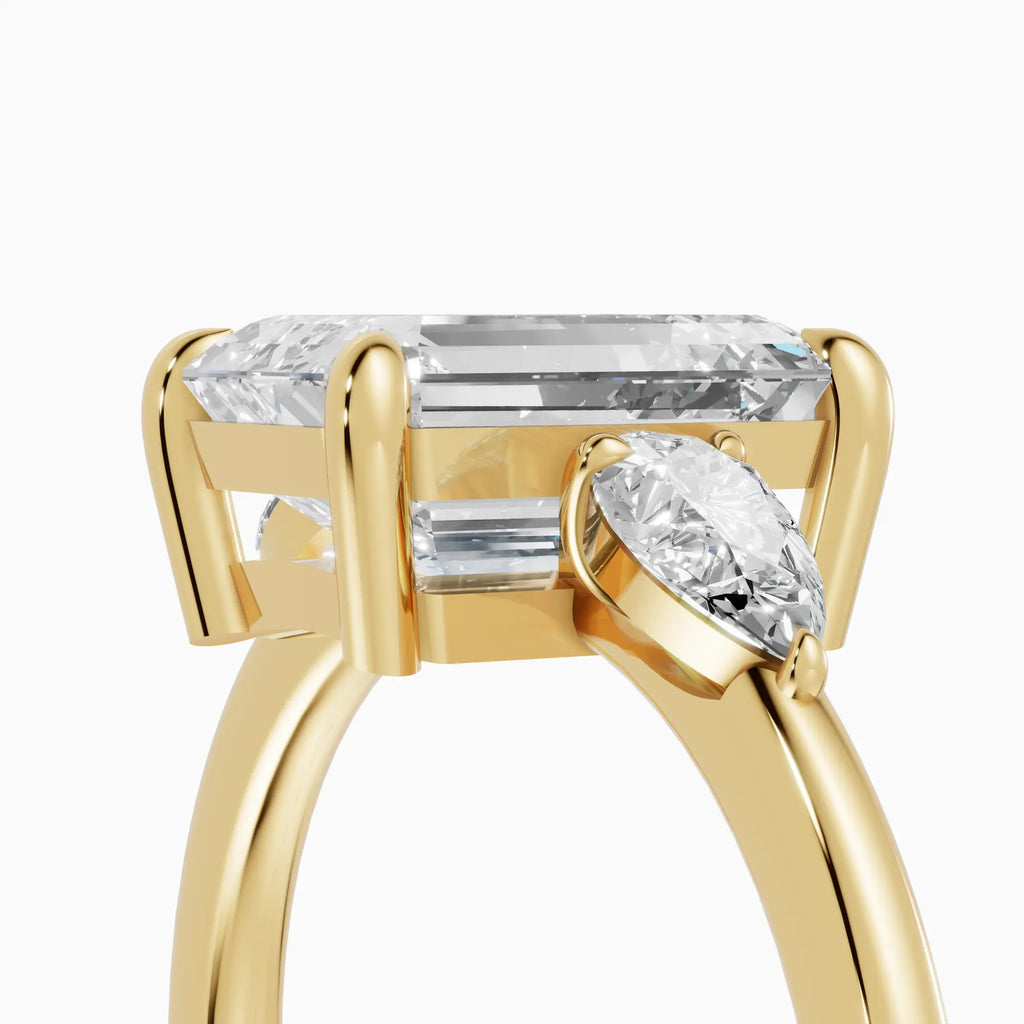 Anillo de compromiso ELARA esmeralda trilogía - detalle banda
