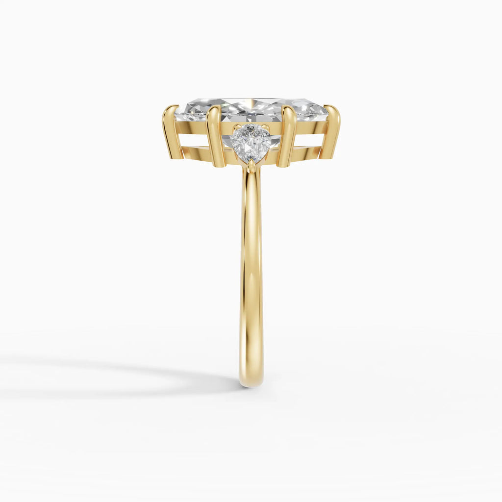 Anillo de compromiso ELARA marquesa trilogía en oro amarillo 14k - detalle engaste