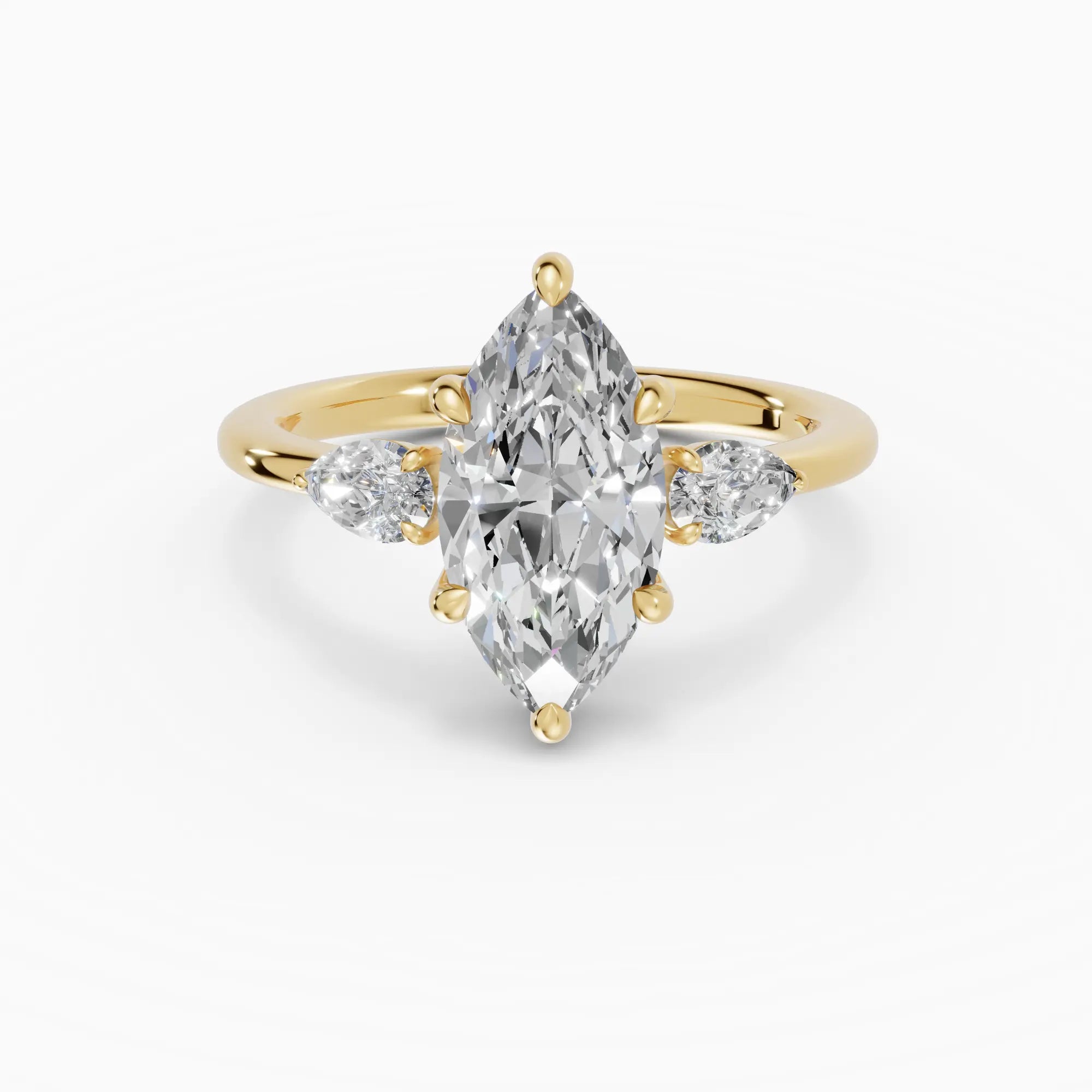 Anillo de compromiso ELARA marquesa trilogía en oro amarillo 18k