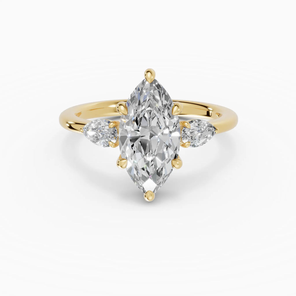 Anillo de compromiso ELARA marquesa trilogía en oro amarillo 18k