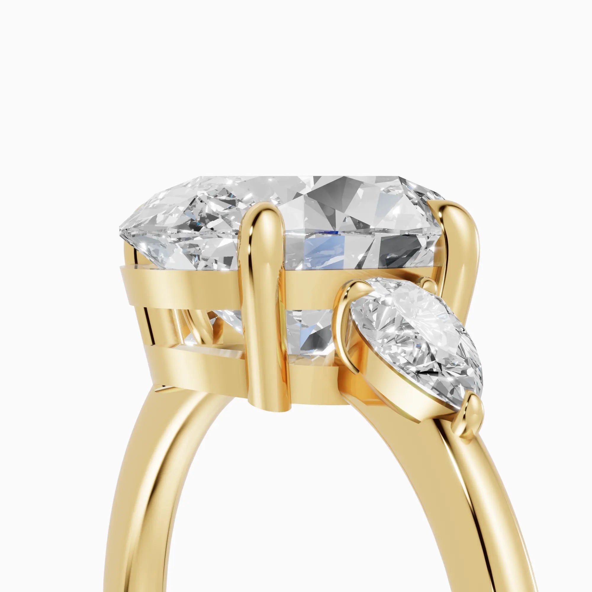 Anillo de compromiso ELARA oval trilogía - detalle banda