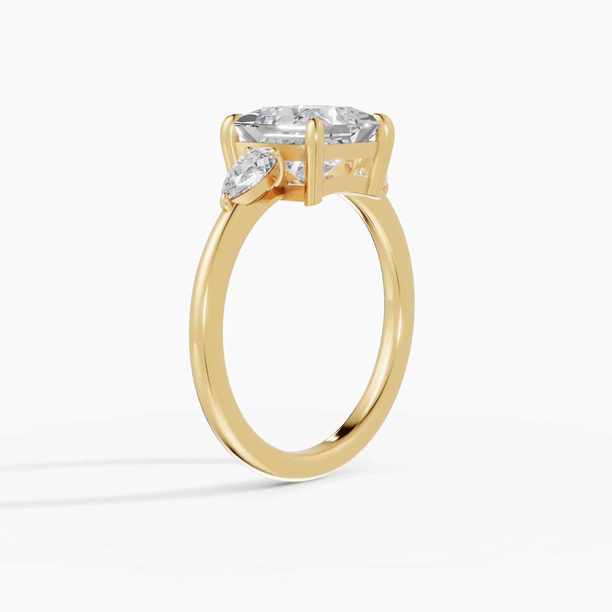 Anillo de compromiso ELARA princesa trilogía en oro blanco - vista lateral