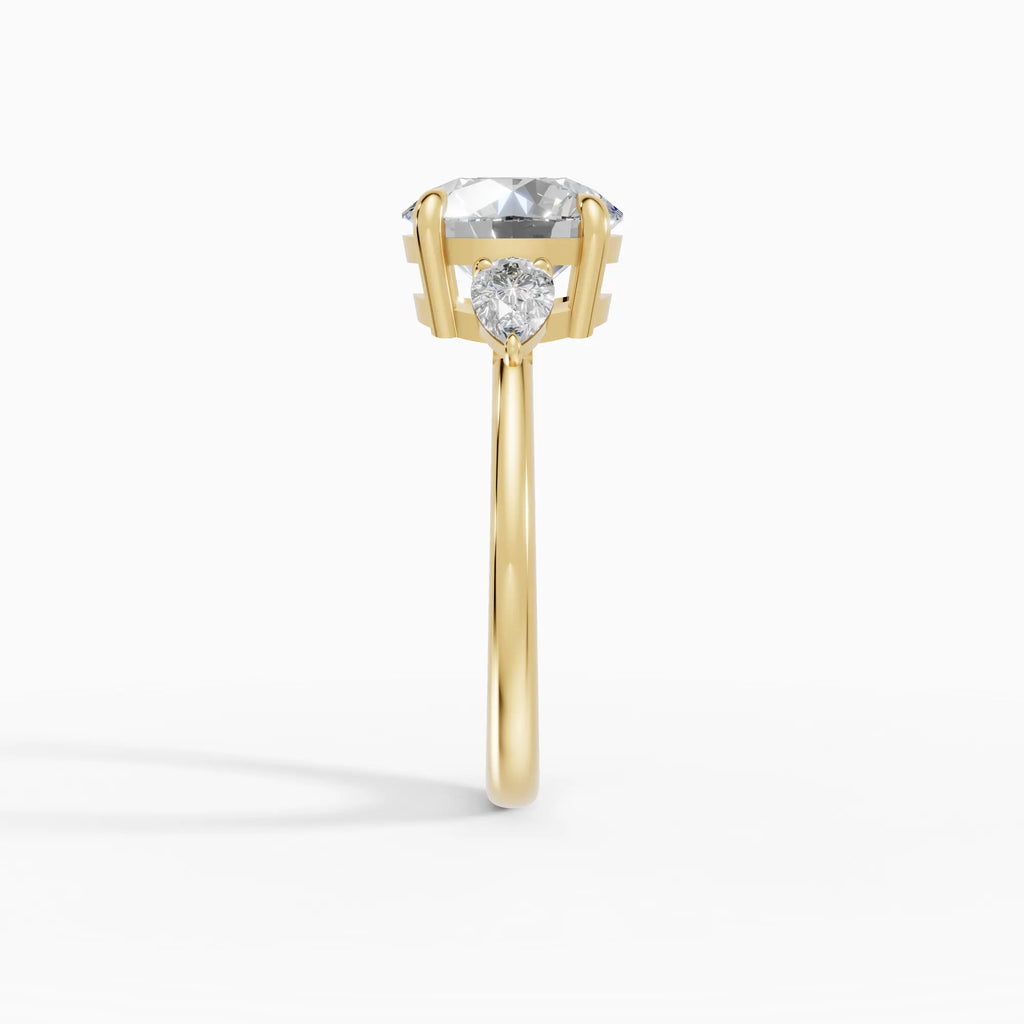 Anillo de compromiso ELARA brillante trilogía en oro amarillo 14k - detalle engaste