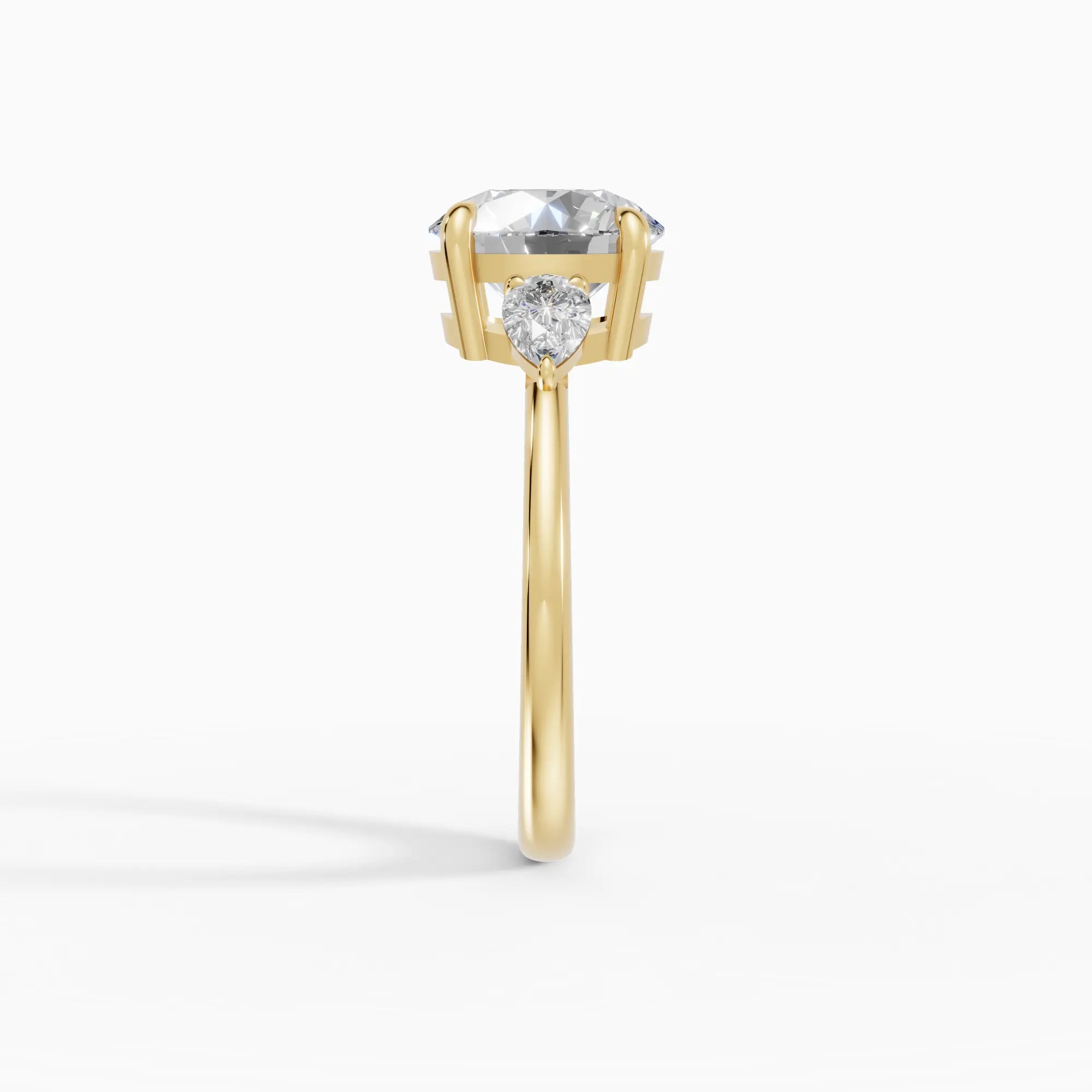 Anillo de compromiso ELARA brillante trilogía en oro amarillo 14k - detalle engaste