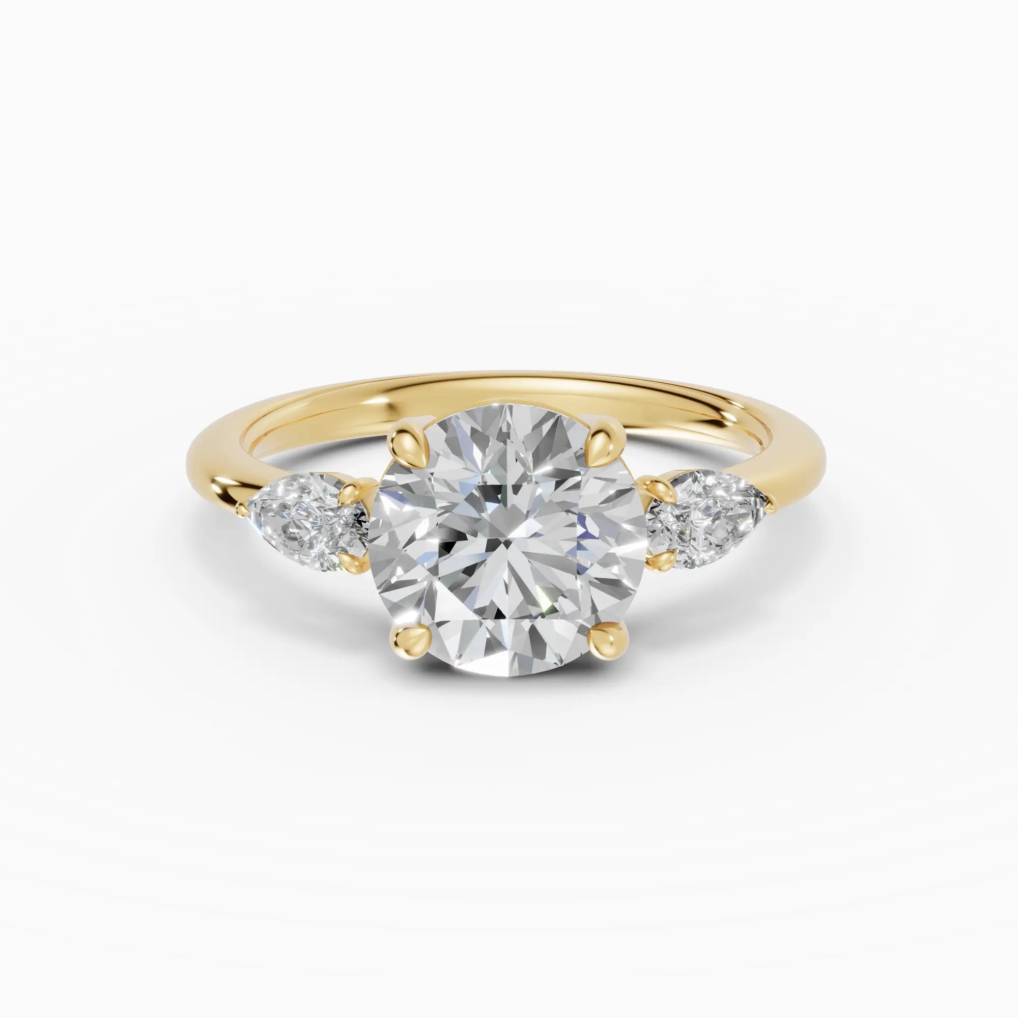 Anillo de compromiso ELARA brillante trilogía en oro amarillo 18k