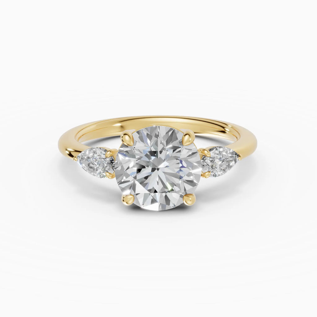 Anillo de compromiso ELARA brillante trilogía en oro amarillo 18k