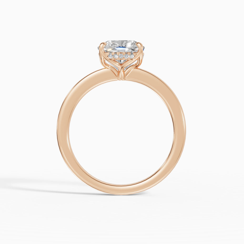 Anillo de compromiso Flora en oro rosa con diamante corte cojín de 2 quilates vista superior