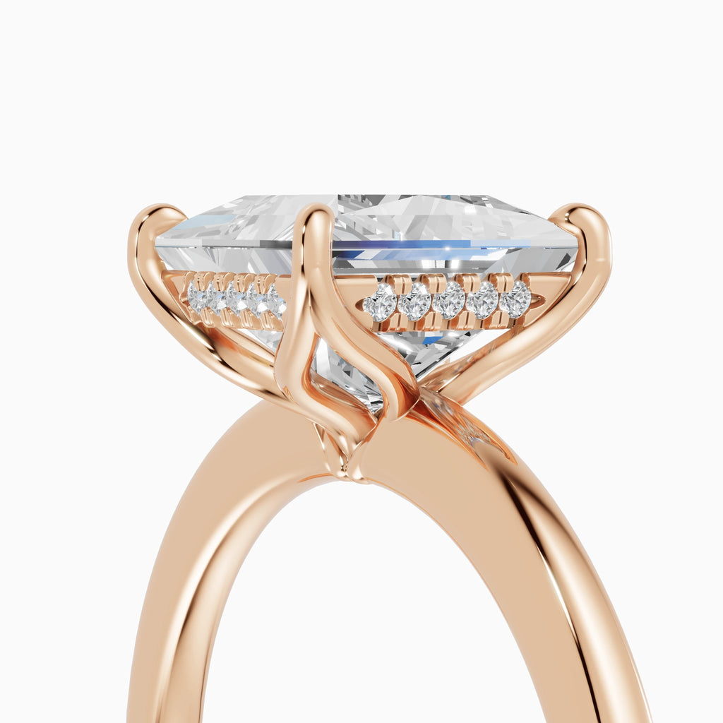 Anillo de compromiso Flora en oro rosa con diamante corte princesa de 2 quilates
