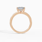 Flora engagement ring in rose gold with 2-carat princess cut diamond, top view