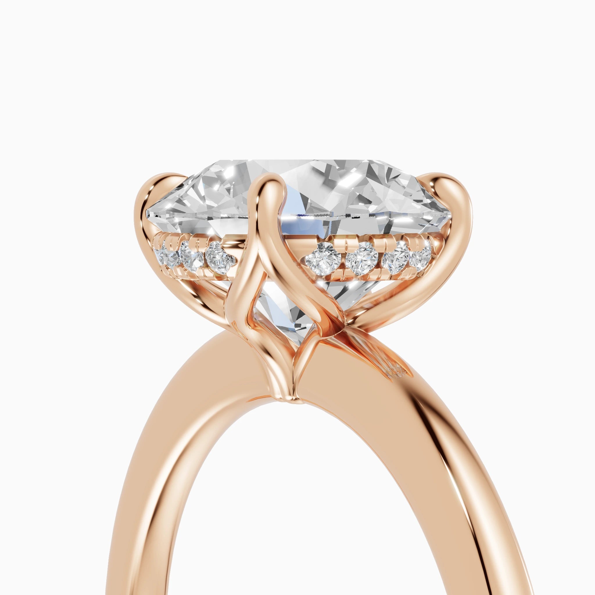 Anillo de compromiso Flora en oro rosa con diamante corte brillante de 2 quilates