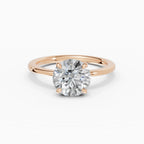 Flora engagement ring in rose gold with 2-carat round brilliant diamond, band detail