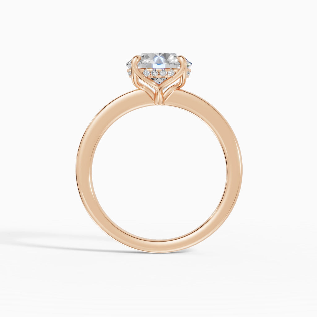 Anillo de compromiso Flora en oro rosa con diamante corte brillante de 2 quilates vista superior