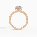 Flora engagement ring in rose gold with 2-carat round brilliant diamond, top view