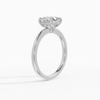 Flora engagement ring in white gold with 2-carat cushion cut diamond, side view