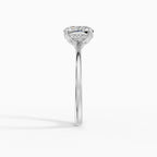 Flora engagement ring in white gold with 2-carat cushion cut diamond, profile view