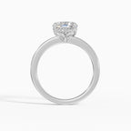 Flora engagement ring in white gold with 2-carat cushion cut diamond, band detail