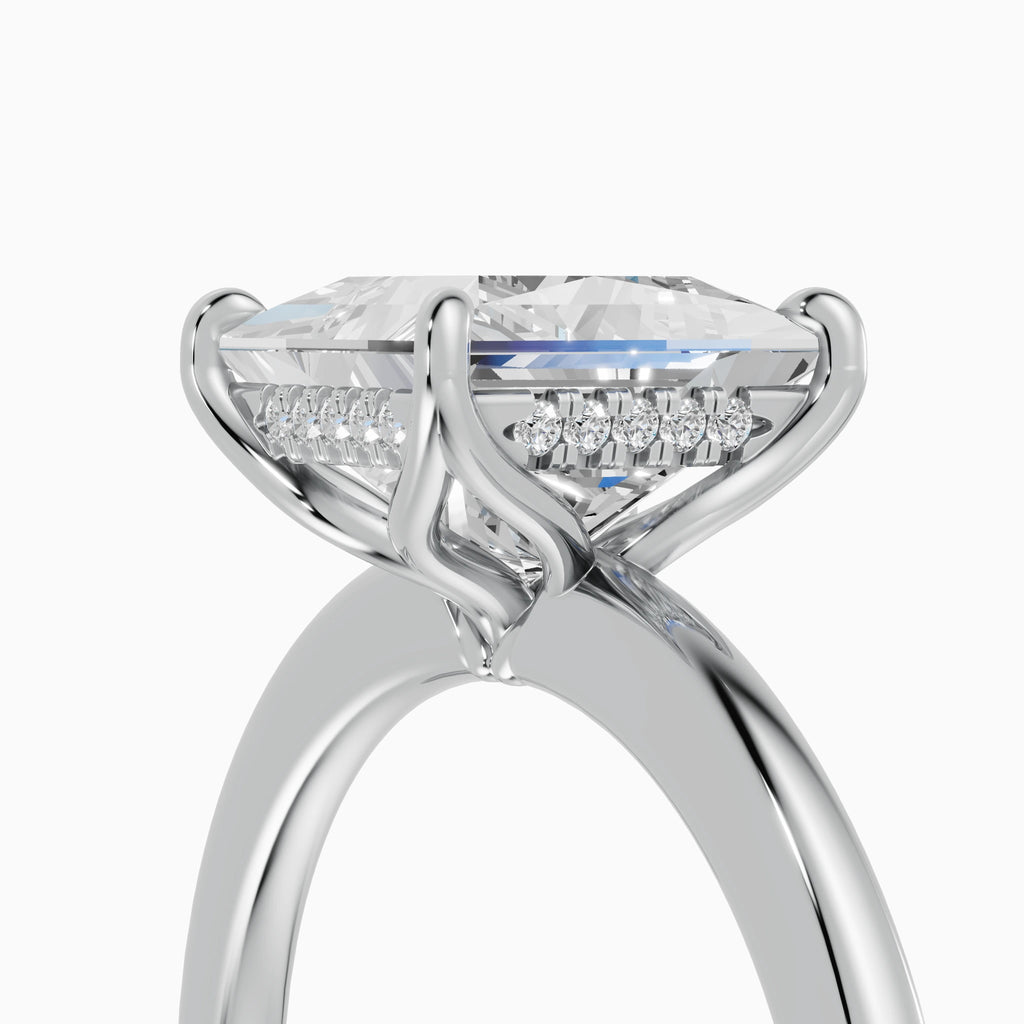 Anillo de compromiso Flora en oro blanco con diamante corte princesa de 2 quilates