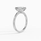 Flora engagement ring in white gold with 2-carat princess cut diamond, side view
